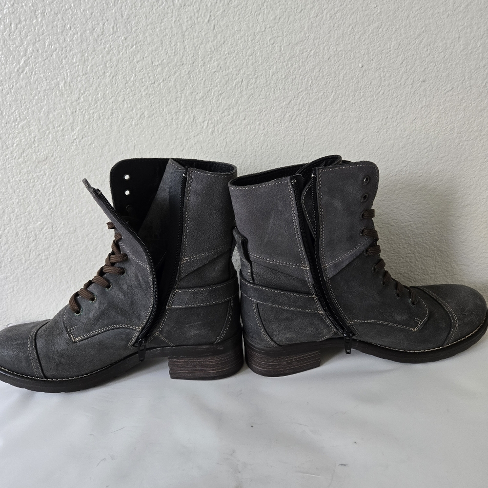 Taos Crave Boots Gray Leather Suede Lace-up Combat Moto Size 41 or US 10 / 10.5 - Picture 11 of 16